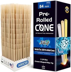 Nilef Pre Rolled Cones 1 1/4 Size 1000 Pack | Natural Brown | Bulk Pre-Rolled Cones with "Crown" Filter Tip | Natural Unbleached Rolling Paper (A80C00)