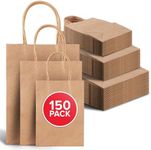 Stock Your Home Brown Kraft Paper Bags with Handles Variety Pack (150 Count), Recycled Paper Bags for Small Business Owners, Crafts, Christmas Gifts, and More, Brown Paper Bags with Handles Bulk Pack