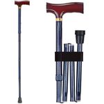 DMI Adjustable Folding Fancy Cane with Derby Top Wood Handle and Rubber Tips, Blue Ice