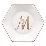 CARAKNOTS Jewelry Dish M Initial Gifts for Women Ring Dish Holder Friend Gifts for Friends BFF Birthday Graduation Gifts for Sister Girl Her Mom Personalized Jewelry Ring Trinket Tray Ceramic