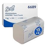 Scott Control Interfold Hand Towels 6689 - Disposable Paper Towels - 15 Packs x 304 White Paper Hand Towels (4,560 Total)