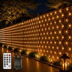 3M X 2M Net Lights Outdoor Mesh Net Lights for Bushes Plug in,200LED Outside Garden Tree Light Balcony Fence Fairy Light Waterproof Connectable with Remote for Gazebo Curtain(Warm White)