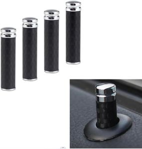ZKFAR 4 PCS Carbon Fiber Auto Door Lock Pin Cover, Car Lock Knobs Pin Stick, Car Door Lock Knobs, Interior Vehicle Door Pull Pins, Universal for Most Cars (Black)