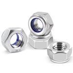 25Pcs M5 Nuts Nylock Nuts, Leryati Lock Nuts M5 Stainless Steel Hex Nuts A2 V2A Self Locking Nuts, DIN985 Nylon Insert Lock Nut Kits Thread Lock Nuts Nyloc Hexagon Nut nutstones