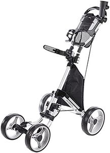 caddytek 4 Wheel Golf Push Cart - Compact, Lightweight, Close Folding Push Pull Caddy Cart Trolley - Explorer V8, silver, one size