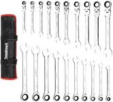 Towallmark 20-Piece Wrench Set, 72 Teeth Ratchet, Chrome Vanadium Steel, Silver
