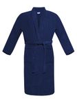 A & B TRADERS Bath Robe 100% Egyptian Cotton Terry Towelling Robe Gown Luxury and Super Soft (Navy Blue)