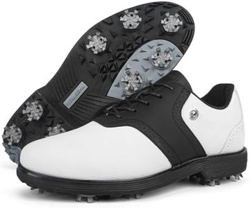 Spikes Golf Shoes Men Professional Golf Shoes Waterproof Walking Footwears for Golfers Outdoor Gym Sneakers (10,WhiteBlack)