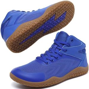 Wrestling Shoes Boxing Shoes for Men Wide Toe Box Zero Drop High Top Blue