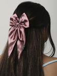 Arendelle Satin Long Tail Bow in Wine | Bow Hairpin clip for Women and Girls | Anti-Hair Breakage Hairclips [ABW008]