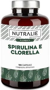 SPIRULINA & CLORELLA 1800mg - Detox, Energia, Forza & Effetto Sazietà - Alga Spirulina Superalimento Ricco di Proteine & Vitamine | 180 Capsule Vegane Nutralie