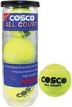 Cosco Leather All Court Tennis Ball, Pack of 3, Yellow Light