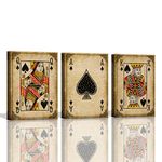 Game Room Decor Poker Ace of Spades Cool Canvas Wall Art for Man Cave Decor Fire Poker Bar Wall Pictures Vintage Game Room Accessories and Decor Masculine Wall Decor 3 Pieces Canvas Art Set Stretched