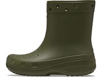 Crocs Unisex-Adult Classic Rain Boots, Army Green, 6 Men/8 Women