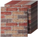 Greymond 3D Wall Panels Peel and Stick in Yellow Red，40 PCS XPE Foam 3D Wallpaper, Faux Brick Wall Panels for Bedroom, Stairs, Kitchen