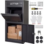 NBYTLT Parcel Post Drop Box, Galvanized Steel Package Drop Case with Anti-Theft Design, 15x18x40in Outdoor Package Delivery Box with Lock, for Porch, Curbside, Black