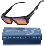 Fit Over 99.9% Anti Blue Light Blocking Computer and Gaming Glasses for Women and Men - Fitover Your Prescription or Reading Glasses - Sleep Better - Reduce Eye Strain - Stop Headaches