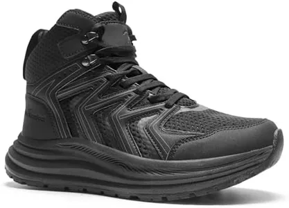 Men's Orthopedic Hiking Mid Boots: Casual Plantar Fasciitis Arch Support Hammer Toes Orthotic Massage Walking Shoes, Neuropathy Leisure Elastic Adjustable Fit Outdoor Ankle Boots Black Size 8