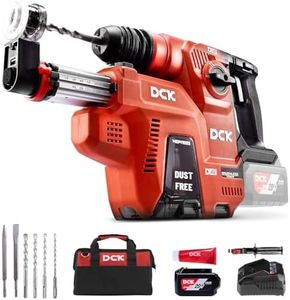 DCK 20V Cordless Rotary Hammer Drill with Dust Collector, 15 in³ Dust Collection Box, 5-Inch Stroke, 2.8J Impact Energy, Brushless SDS Plus Hammer Drill with 4 Drill Bits & 2 Chisels