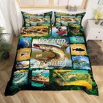 Homemissing King Barracuda Comforter Cover Set Sea Bass Pattern Bedding Set Theme Fishing and Hunting Duvet Cover Room Decoration Fisherman Fishman