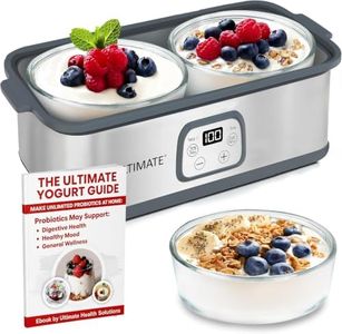 Ultimate Probiotic Yogurt Maker with TruTemp™ Adjustable Temperature & Time Control, Make Trillions of Probiotics for Gut Health, Two 1-Quart Containers for Larger Batches, UNLIMITED LIFETIME WARRANTY