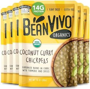 BeanVIVO (Pack of 6) Organics Plant based Coconut Curry Chickpeas - Good Source of Fiber - Nutritious & Microwave Meal - Gluten-Free Plant Food - 10 oz