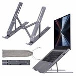Arae Laptop Stand For Desk, Adjustable Ergonomic Portable Aluminum Laptop Holder, Foldable Computer Stand 7 Angles Anti-Slip Laptop Riser Compatible With 9-15.6 Inch Laptops, Gray Tabletop