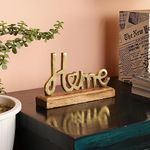 Heyearth " HOME SIGN " Freestanding Metal Tabletop Signs with Solid Wood Base for Home,Office,Table,Shelf,Desk,Bed Room.Home Decor Items for Living Room.Word Table Signs for Home Décor - Gold