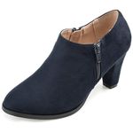 Journee Collection Womens Sanzi Zippered High Heel Lightweight Ankle Bootie, Navy, 7.5