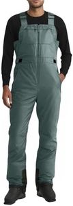 Men's Shell Snow Bibs Waterproof Windproof Front Zip Lightweight Ski Overalls Breathable Adjustable Waist Snow Pants Army Green