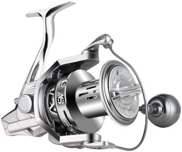 Saltwater Spinning Reel,Aluminum Frame Surf Fishing Reels,Carbon Fiber 55LB Max Drag,7BB+1RB HK12000 Series,CNC Alu Anodized Spool &Handle for Heavy Long Casting Inshore & Offshore