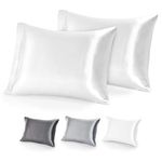 Bare Home 100% Mulberry Silk Pillowcase for Hair and Skin - Ultra Premium 6A Grade 19 Momme Silk Pillow Case - Hidden Zipper - Breathable Cooling Pillow Cover (Standard 2 Pack, White)