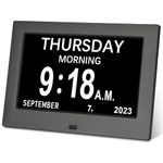 Golony 7" Large Digital Day Dementia Clock for Seniors, Medication Reminders Calendar Clock with Day of The Week, Date Time for Elderly Vision Impaired, Memory Loss, 2023 New Black