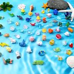 DTOFOOT 56 Pcs Mini Ocean Figurines Mini Resin Animals Sea Tiny Animals Aquarium Ornaments Fish Tank Decorations Garden Fairy Accessories Party Favors