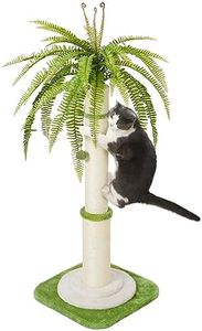42" Tall Palm Tree Cat Scratching Post - Heavy Duty Coconut Cat Scratcher for Large Cats, Cute Green Sisal Rope Vertical Scratching Pole with Dangling Ball, Stable & Decorative Furniture (106cm)