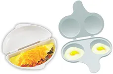 Nordic Ware Easy Breakfast Set - Omelet Pan and 2 Cavity Egg Poacher (Microwaveable)