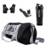 Hang It Gym Bag Combo for Men ll Gym Bag, Black Bottle, Black Wristband, Black Gloves ll Gym kit for Men and Women ll Gym Bag & Fitness Kit & Gym Bag Combo