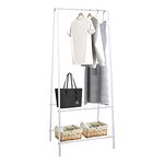 HOFLERA Clothes Rail Stand Garment Coat Rack with Metal Shelf, Frame for Bedroom, Saving Space Clothes Rail,1.5m(White)