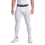 SHREY Intense Compression Long Tights Men’s Gym Running Sports Training Wear (White M)