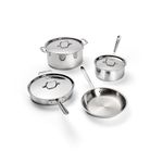 All-Clad D3 3-Ply Stainless Steel Cookware Set, 7-Piece Pots and Pans Set, Professional Induction Cookware, Oven Broiler Safe 600F, Frying-Pans, Saucepans, Sauté-Pan, Kitchen Essentials, Silver