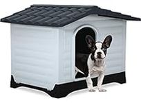 BestPet Indoor Outdoor Dog House Big Dog House Plastic Dog Houses for Small Medium Large Dogs 26 Inch High All Weather Dog House with Base Support House with Air Vents Elevated Floor Water Resistant