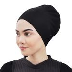 Silk Story Handmade Hijab Volumizer Cap Turban Under Scarf Bonnet Shawl Chemo Hair Head Cover Cotton, Black, One Size