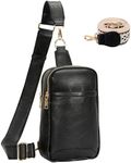 NATISERAUM Crossbody Bags for Women, Sling Bag with 2 Detachable Straps, Small Backpack Purse, Chest Bag Travel Black