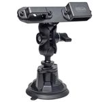 HYS Suction Cup HT Radio with Clip Holder, Low Profile Dashboard Amateur Radio &Shoulder Speaker Microphone with Clip Mount Compact Windshield Window Dash Mobile Stand for Midland Motorola 2-way Radio