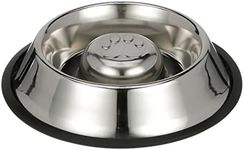 Neater Pet Brands Stainless Steel Slow Feed Bowl - Non-Tip & Non-Skid - Stops Dog Food Gulping, Bloat, Indigestion, and Rapid Eating (1-1/2 Cup)