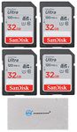 SanDisk 32GB Ultra SD Memory Card (4 Pack) SDHC UHS-I Card 90 MB/s Class 10 (SDSDUNR-032G-GN6IN) Bundle with (1) Everything But Stromboli Micro Fiber Cloth