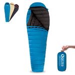 QEZER Ultralight Sleeping Bag for Adults,only 780g Backpacking Sleeping Bag Filled 600+FP Duck Down 5°C 15°C for Camping,and Hiking,Warehouse Outdoor (Blue)