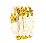 Swara Creations Traditional Pearl Studded Gold Plated Bangles Set for Women and Girls|4 Bangles