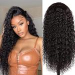 4x4 Deep Wave Lace Closure Wigs Brazilian Deep Curly Lace Front Wigs Wet Wavy Human Hair Pre Plucked Hairline with Baby Hair Glueless Deep Wave Peruvian Virgin Human Hair Wigs for Black Women 24 Inch