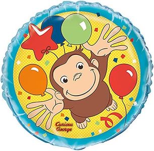 Unique Curios George Round Foil Balloon, 18", Blue